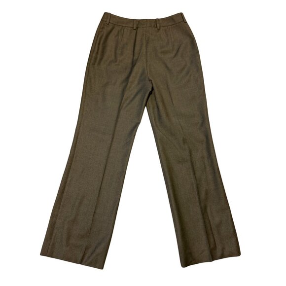 Vintage Bernard Zins Women's Dark Khaki Green Wool & Kashmir Trousers Size 8 - Picture 10 of 14